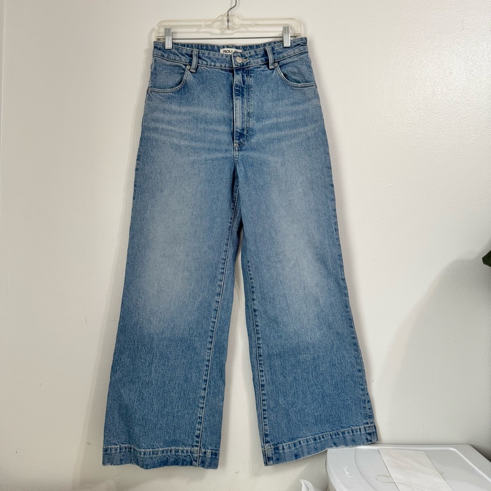ROLLA’S High-Rise Wide Leg Flare Western Rodeo Medium Wash Denim Jeans